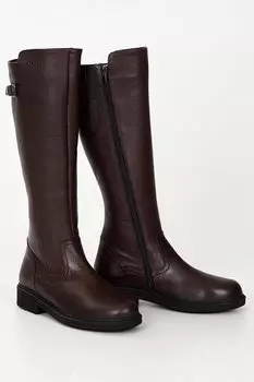 Бордово-красные женские ботинки из натуральной кожи с круглым носком и резиновой подошвой на каблуке и молнии 44570 GNDER(R)