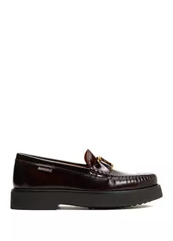 Бордово-красные женские кожаные лоферы Tod's