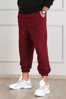 Бордово-красный мужской спортивный костюм Oversize с короткими штанинами 4832 MADMEXT