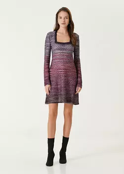 Бордовое мини-платье с градиентной вышивкой Missoni