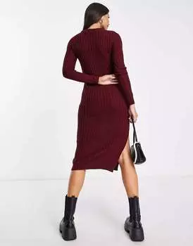Бордовое трикотажное платье с разрезом Brave Soul Eddie