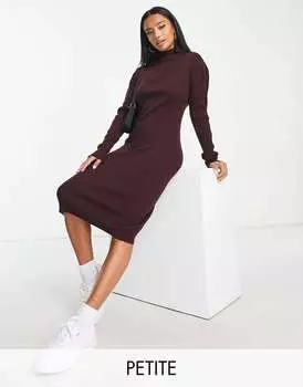 Бордовое вязаное платье-джемпер с высоким воротником Brave Soul Juliet