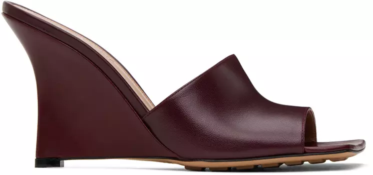 Бордовые эластичные мюли Bottega Veneta