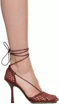 Бордовые эластичные туфли на каблуке Web Bottega Veneta