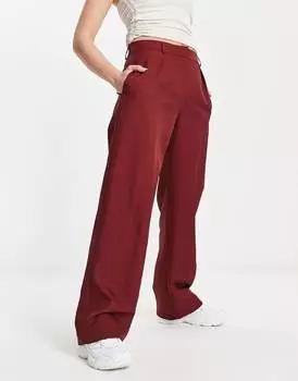 Бордовые брюки для мальчиков с напуском на каждый день ASOS DESIGN