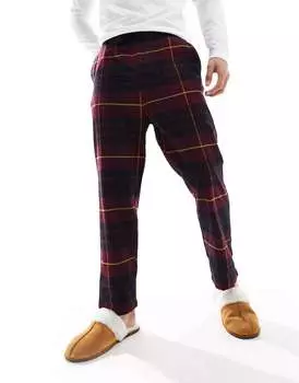 Бордовые брюки в клетку Jack & Jones с начесом