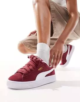 Бордовые и белые кроссовки Puma Suede XL