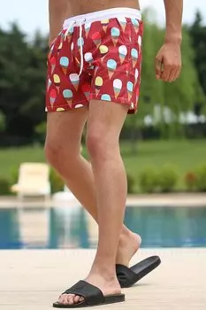 Бордовые красные шорты для плавания с принтом 2639 MADMEXT