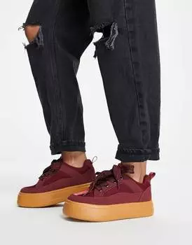 Бордовые кроссовки с объемными шнурками ASOS DESIGN Dakota