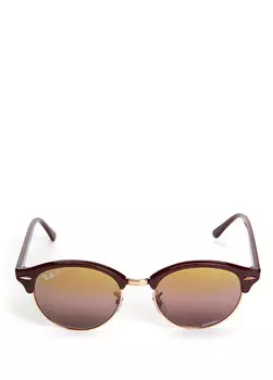 Бордовые мужские солнцезащитные очки круглой формы Ray-Ban