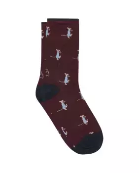 Бордовые носки до середины бедра с принтом «мышь-лунатик» Kiff-Kiff, цвет Granate