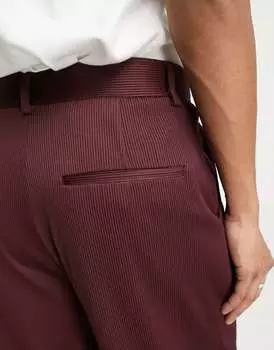 Бордовые плиссированные широкие костюмные брюки ASOS