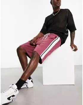Бордовые шорты оверсайз из джерси с окантовкой сбоку ASOS DESIGN