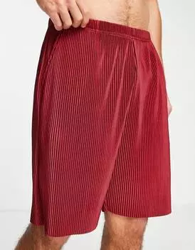 Бордовые шорты-плиссе ASOS DESIGN lounge