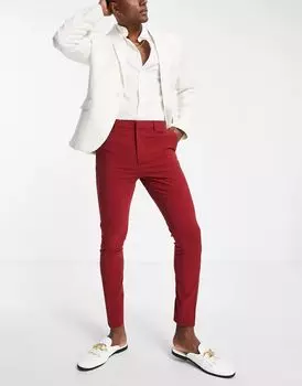Бордовые супероблегающие брюки ASOS
