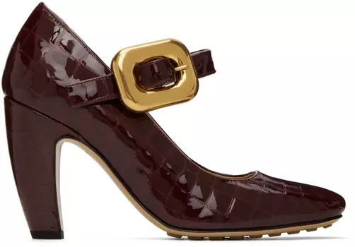 Бордовые туфли на каблуках Mostra Mary-Jane Bottega Veneta