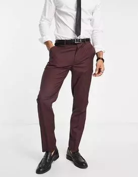 Бордовые узкие элегантные брюки ASOS DESIGN Wedding