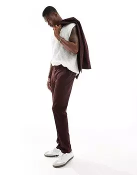 Бордовые узкие брюки ASOS DESIGN