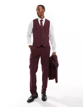 Бордовые узкие костюмные брюки ASOS DESIGN