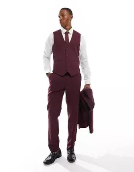 Бордовые узкие костюмные брюки ASOS DESIGN