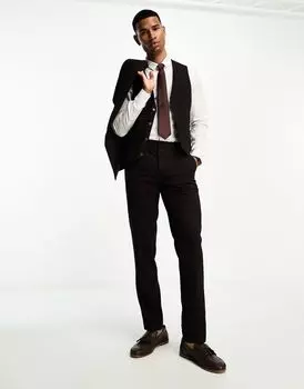 Бордовые узкие костюмные брюки в клетку ASOS DESIGN