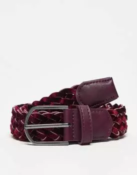Бордовый бархатный ремень ASOS DESIGN Smart