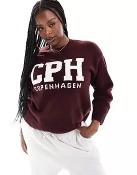 Бордовый джемпер с надписью New Look Curve