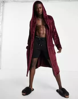 Бордовый флисовый халат для отдыха ASOS DESIGN