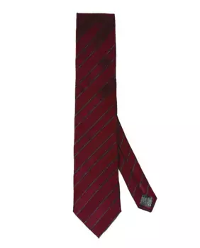 Бордовый галстук из натурального шелка с полосатым принтом Pertegaz