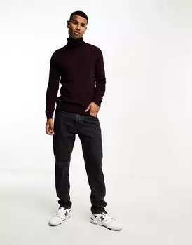 Бордовый хлопковый джемпер с высоким воротником Brave Soul