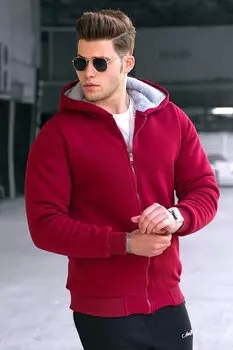 Бордовый Кардиган с мехом внутри 22377 MADMEXT