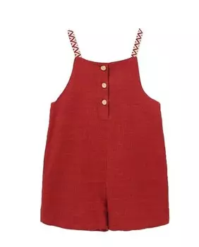 Бордовый комбинезон для девочки с принтованными бретелями Dadati, гранатовый