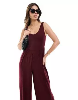 Бордовый комбинезон из мягкой ткани с заниженной талией ASOS DESIGN