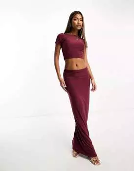 Бордовый облегающий топ с низкой спинкой Kaiia