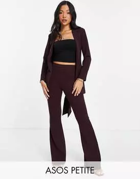 Бордовый пиджак из джерси с завязками-оби на талии ASOS DESIGN Petite