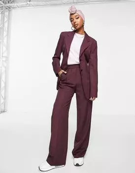 Бордовый пиджак в пригородном стиле ASOS DESIGN
