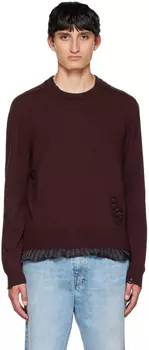 Бордовый рваный свитер Maison Margiela