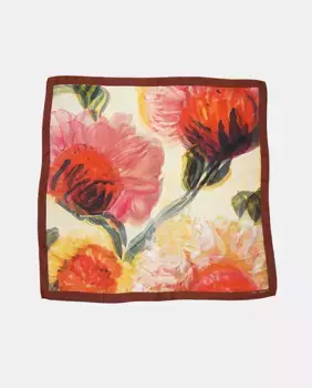 Бордовый шелковый шарф с цветочным принтом, имитирующим акварель Fio de Marti, бордовый