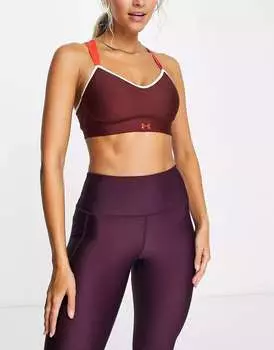 Бордовый спортивный бюстгальтер с низкой поддержкой и бретелями Under Armour Infinity