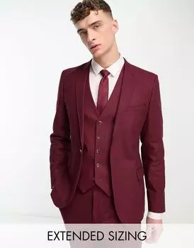Бордовый супероблегающий льняной пиджак ASOS DESIGN
