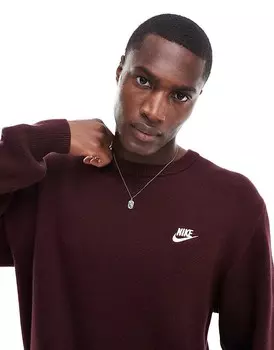 Бордовый свитер с круглым вырезом Nike Club Knit