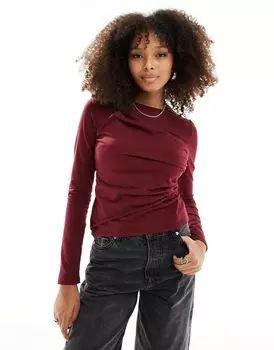 Бордовый топ с длинными рукавами ASOS DESIGN