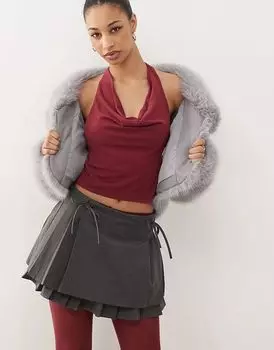 Бордовый топ с воротником-хомутом Menora Motel