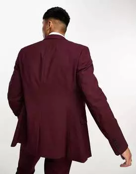 Бордовый узкий пиджак ASOS