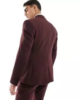 Бордовый узкий пиджак ASOS
