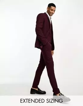 Бордовый узкий пиджак ASOS DESIGN