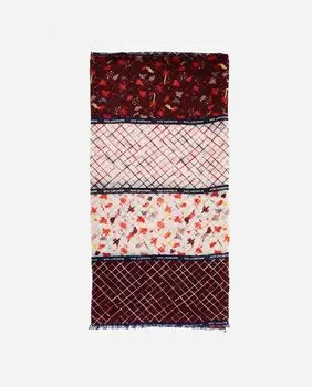 Бордовый женский шерстяной шарф Euphoria с комбинацией пэчворк Abbacino, бордо