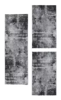 Бордюр для кровати Andiamo "Коврик Луна" (3 шт.), прикроватный коврик, комплект бегунков, короткий ворс, современный дизайн Ш/Д (мост): 60х110 см (2 шт.), Ш/Д (рейнер): 60х180 см (1 шт.), серый