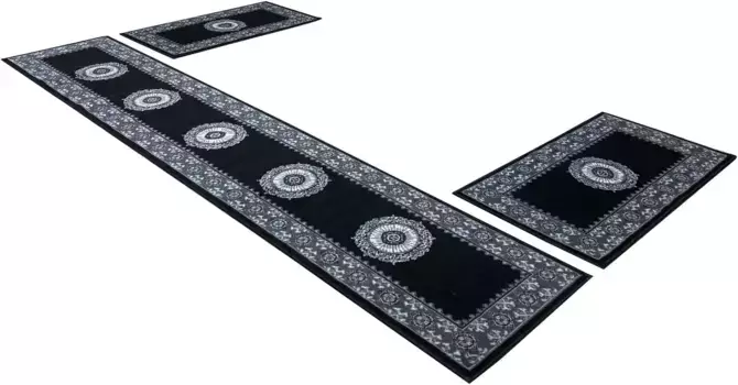 Бордюр для кровати "Шари", восточный вид, коврик для кровати, комплект дорожек для спальни Home affaire Ш/Д (мост): 60х110 см (2 шт.), Ш/Д (рейнер): 60х320 см (1 шт.), серый