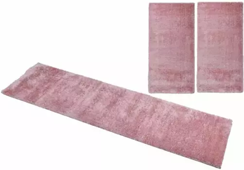 Бордюр для кроватки для дома "Малин", (3 шт.), глубокий ворс, лохматый, однотонный, легкий блеск, микрофибра, прост в уходе Home affaire Ш/Д (мост): 80х150 см (2 шт.), Ш/Д (рейка): 80х300 см (1 шт.), розовый